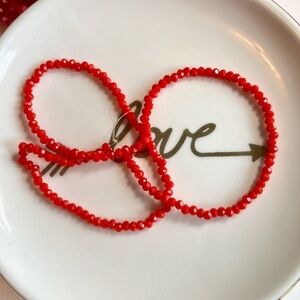 As Low As $2 Tiny Opaque Red Faceted Glass Rondelles 2.5mm x 2mm (155)